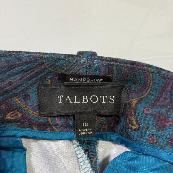 Talbots Hampshire Ankle Pants Paisley Print Straight Leg Size 10 Stretch Career - Picture 9 of 10